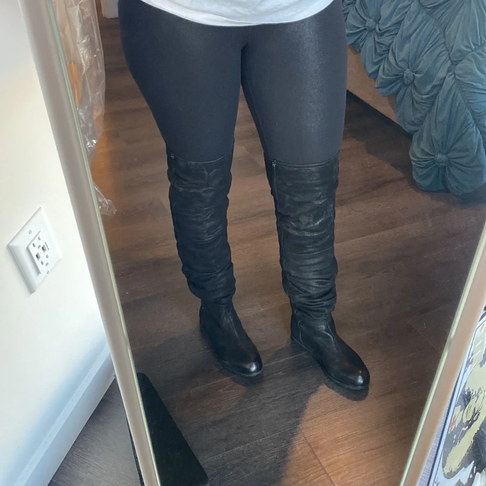 Prada black leather Knee High Boots Size‎ 35.5